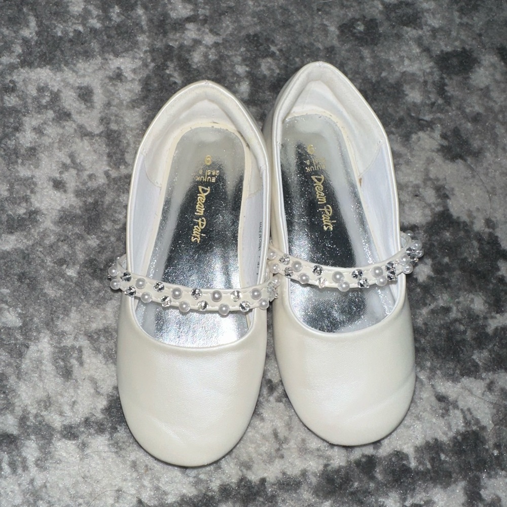 Ivory Dream Pairs Cream Kids Dress Shoes with Pearl Accents